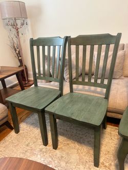 Antique sage wood dining chair set of 2