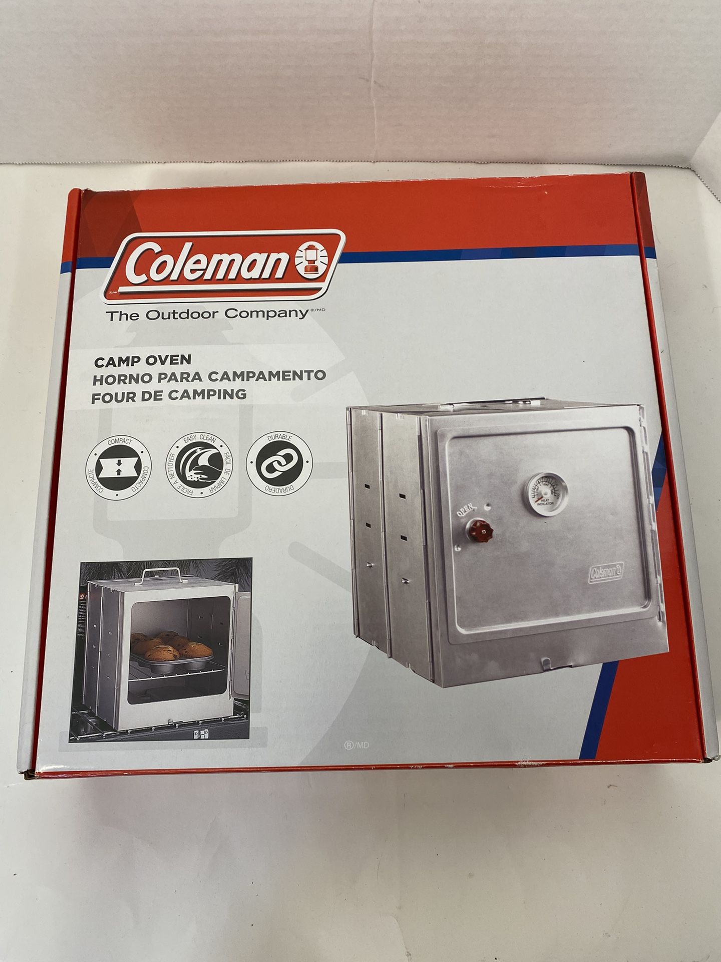 New Never Used Coleman Aluminum Folding Camp Oven w/ Adjustable Rack in Box