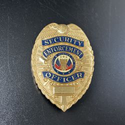 Vintage Blackinton Security Enforcement Officer Shield Badge Gold Tone Enamel 3"