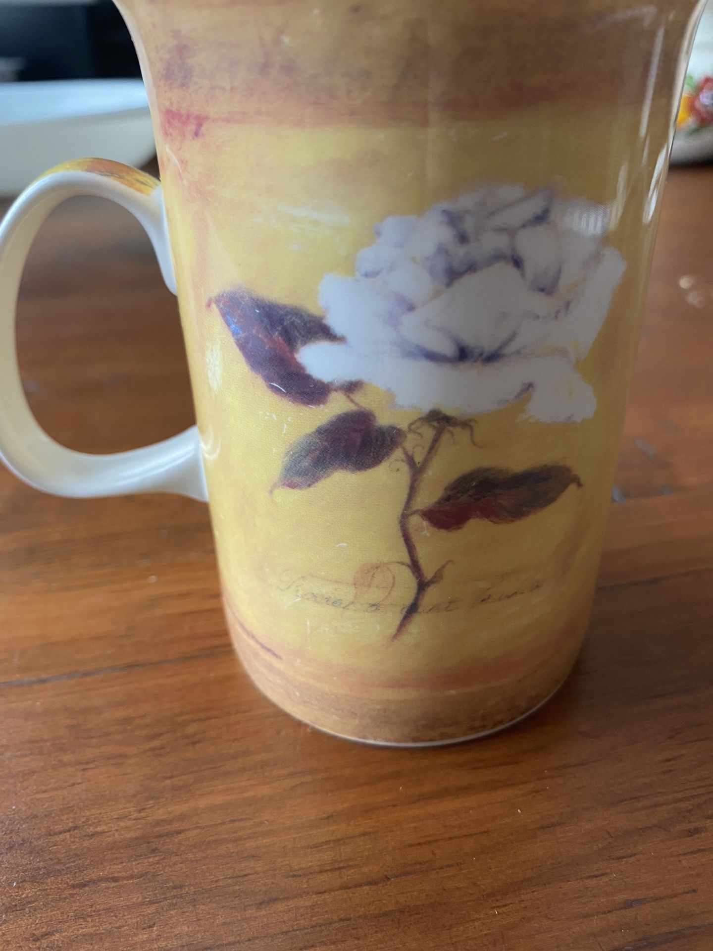 Ashdene of Australia Bone China mug Yellow floral Iris / Rose