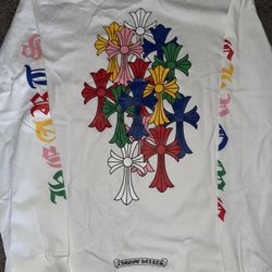 chrome heart multi color cross white longsleeve 