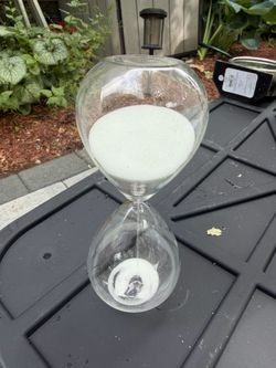 Clear Hourglass with White Sand, 10.5”