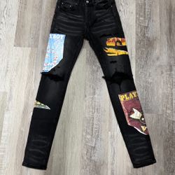Amiri Playboy Magazine Aged Black Jeans 