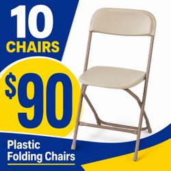 Beige plastic folding chairs