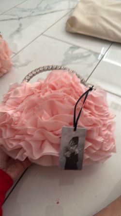 BNWT Pink Ruffled Evening Clutch Bag