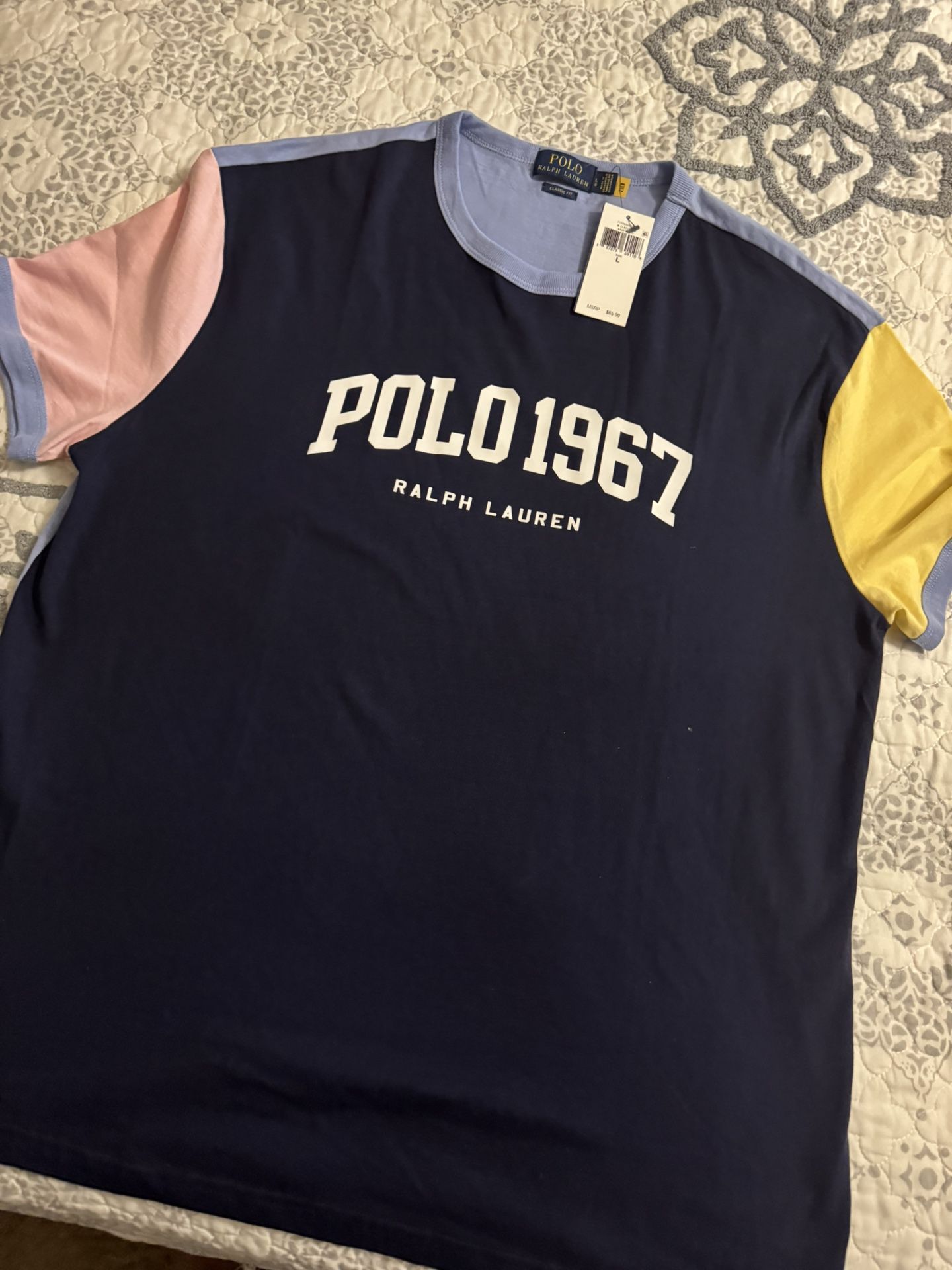 Polo Ralph Lauren ‘1967’Colorblock Ringer Tee Shirt (fits Blue) Men’s Large NWT