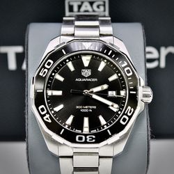 Tag Heuer Aquaracer 43MM Way101A Black Dial 300M Quartz Stainless Steel Watch