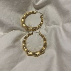 14 K Gold Bamboo Earrings