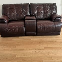 Loveseat Genuine Leather Reclining Loveseat/ Couch