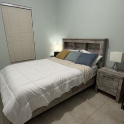 Queen Bed, Two Night Stand And One Desk 