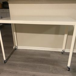 45" Rolling Metal Computer Desk Chalk White - Room Essentials