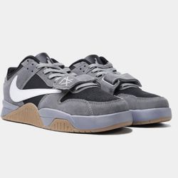 NEW! Travis Scott x Jordan Jumpman Jack TR, in a grey and black with a gum sole.