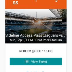 3 On Field Sideline Passes For Sunday 9/8 Miami Dolphins Vs. Jaguars
