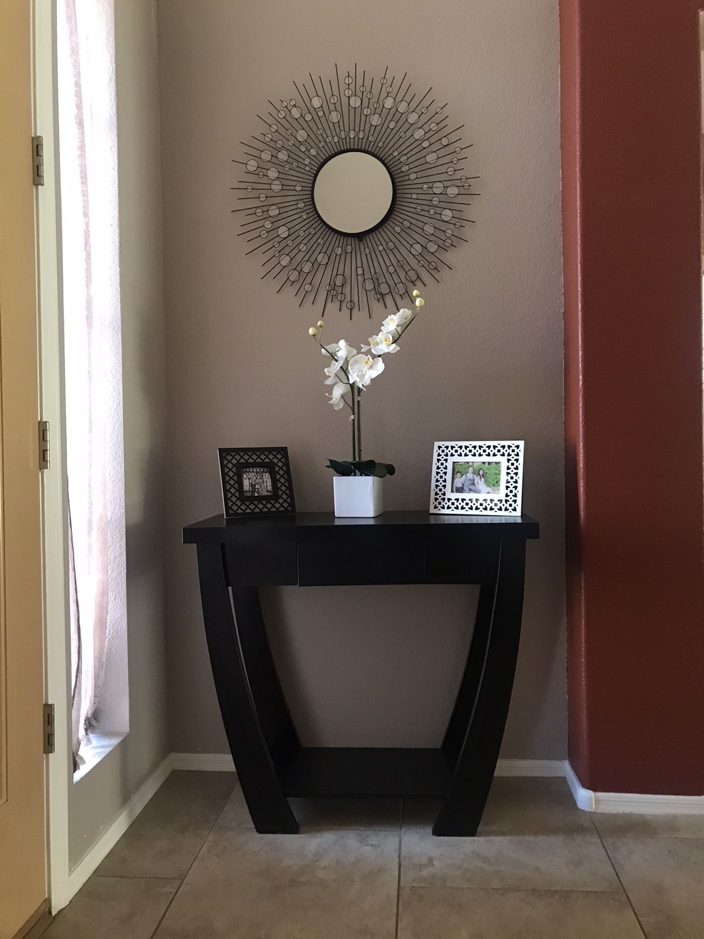 Black Console Table with Mirror