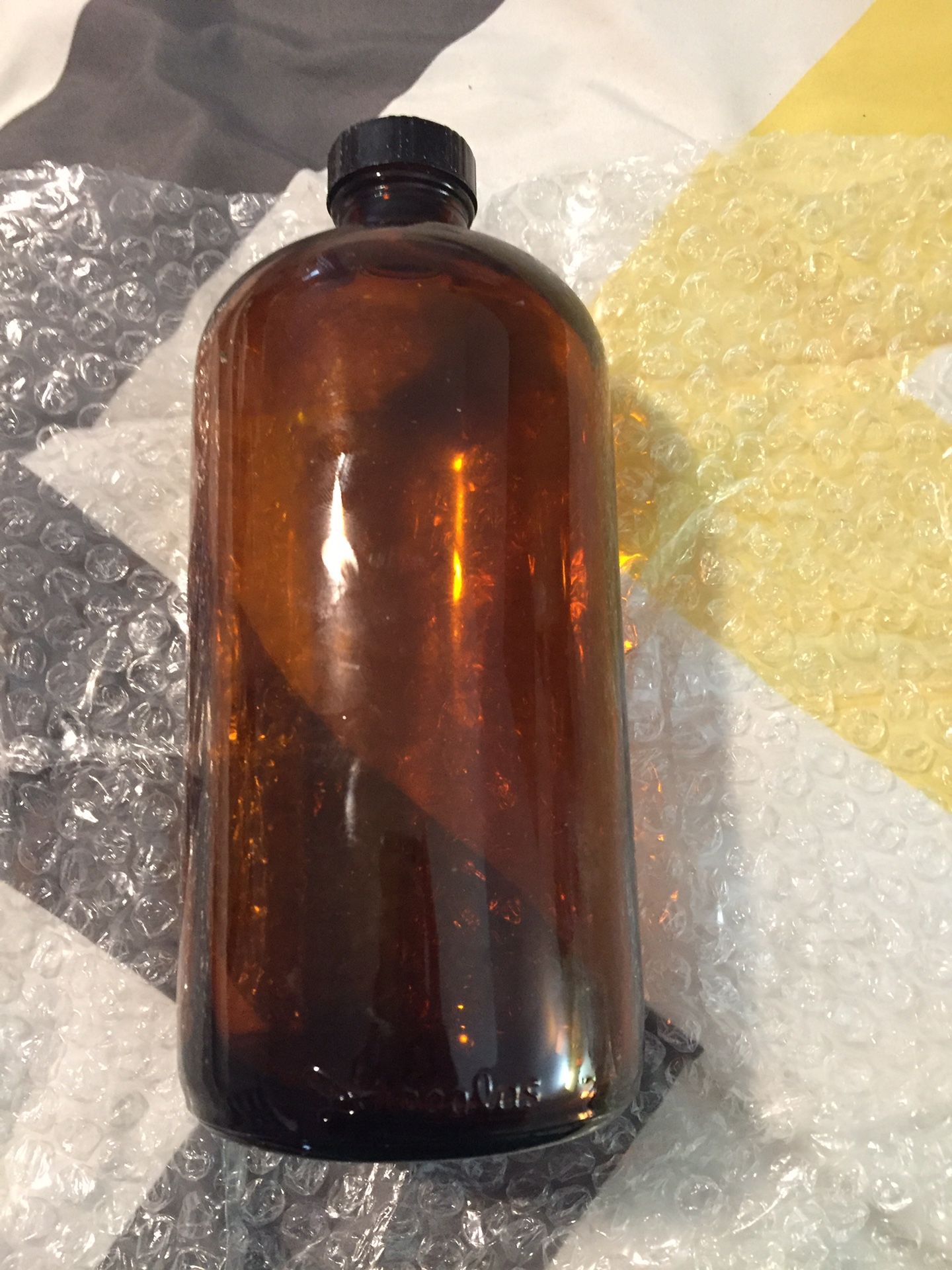 Large vintage amber glass apothecary jar