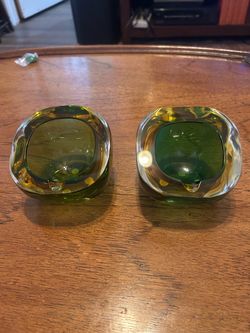 Beyond Mod: Midcentury Murano Sommerso “Trinket Bowls” attributed to designer Flavio Poli: