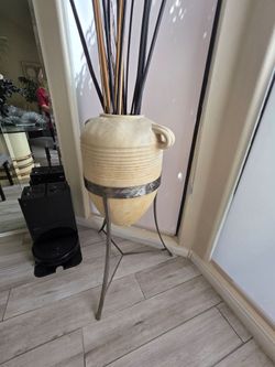 Large Decorative Mediterranean Floor Urn on Iron Stand – $95 OBO