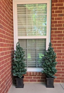 SET OF 2 MINI CHRISTMAS TREES IN VASES