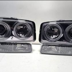 HEADLIGHTS FOR SIERRA 99-06 HALO PROJECTOR SMOKED