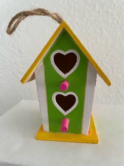 Hand Painted Hearts and Floral Birdhouse