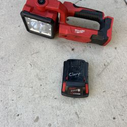 Milwaukee LED light comes with asking $125 or 100 with no battery 