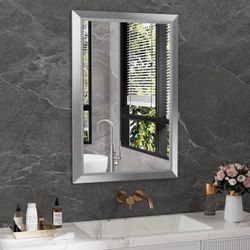 ONLY $45: 24x36 Inch Bathroom Mirror Silver, Thick Metal Framed Wall Mirrors for Over Sink