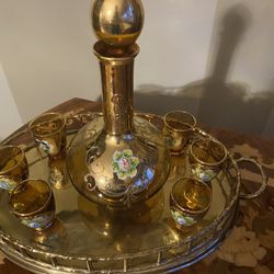 Cordial Set With 6 Glasses And Tray