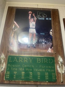 Autographed Larry Bird Plaque