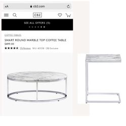CB2 Crate And Barrel Smart Round Coffee Table And Side Table
