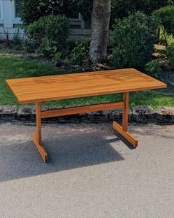 Handcrafted Solid Oak Parquet Task or Dinner Table
