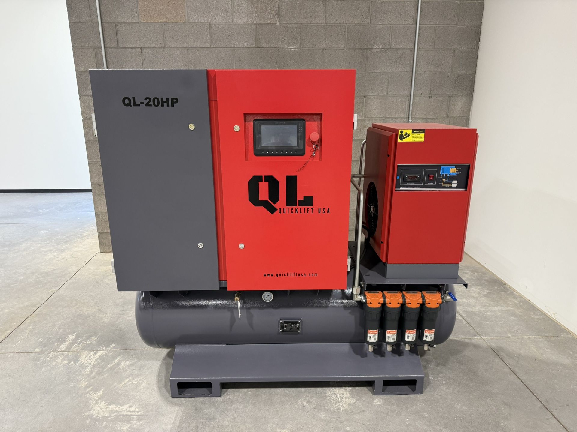 NEW!!! QUICKLIFT USA Rotary Screw Air Compressor, 4in1 System, Three Phase, QL-20HP