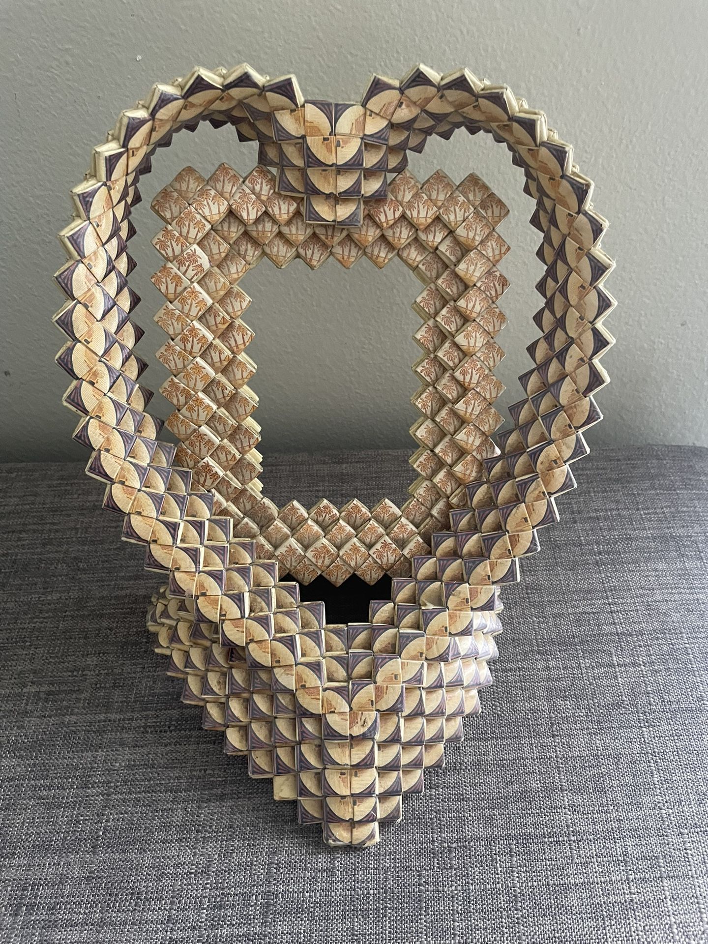 Vintage Original Prison Folk Art Camel Cigarette Pack Heart Picture Frame