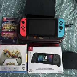 Nintendo Switch Red Blue Joycons Pokemon Controller Works Great