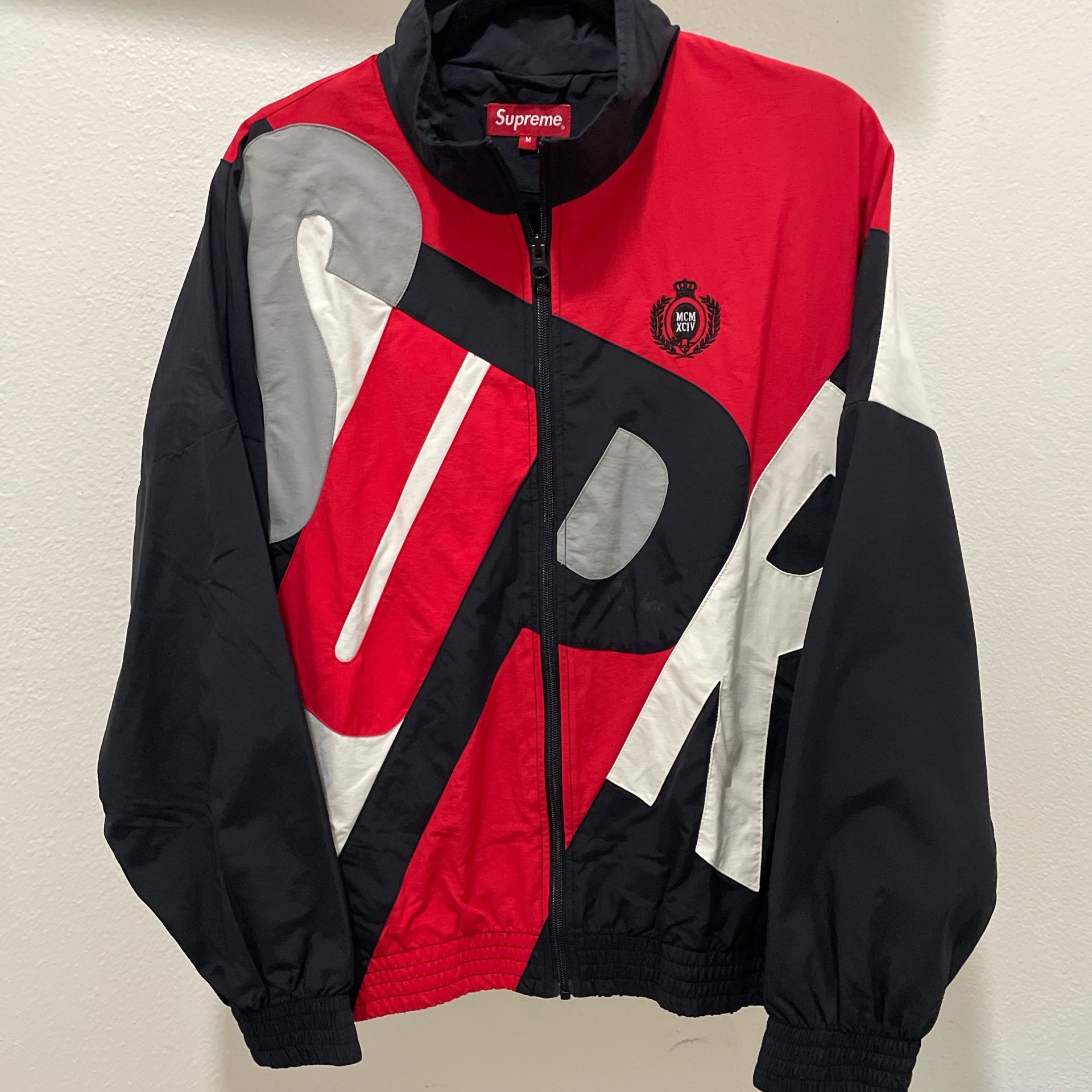 Supreme x MCM Lightweight Letter Track Jacket Men's Sz Medium Red