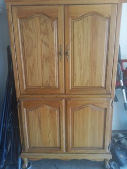 Solid wood! Computer armor or entertainment center or desk