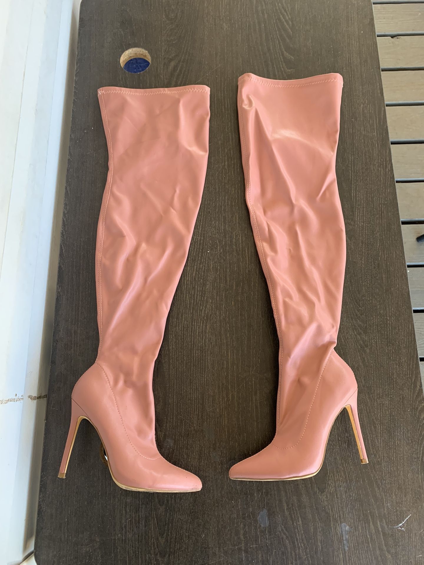 Liliana GISELE-7 THIGH HIGH HEELED BOOTS rose size 7