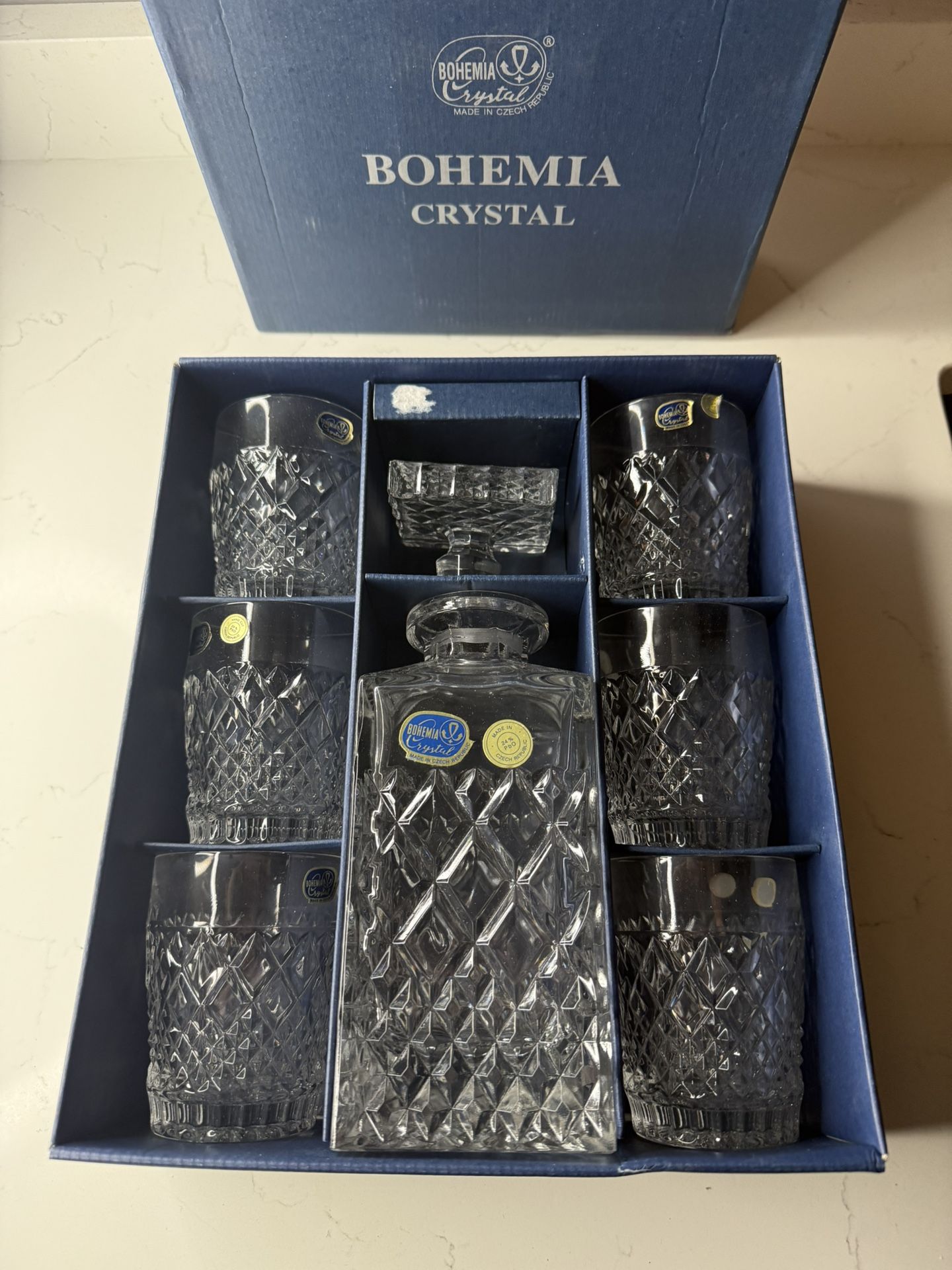 Bohemian Crystal Glasses And Decanter