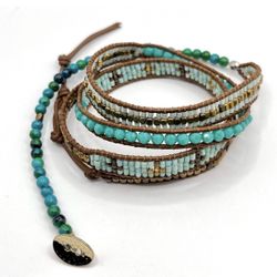 Natural Beaded Wrap Bracelet - Boho Chic