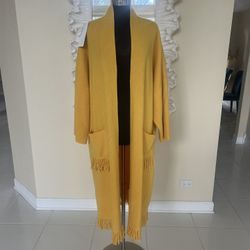 Long  Wool Sweater With Fringe 