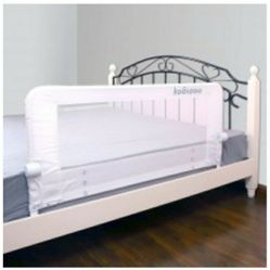 59 Inches Fold Down Toddlers Safety Bed Rail Children Bed Guard with NBR Foam Include 1pcs Seat Belt (White)

