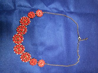 Red Floral Statement Necklace