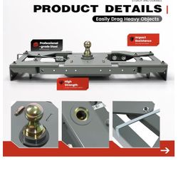 Steel gooseneck hitch compatible with Ford F250, F350, and F450 (2017-2022).
