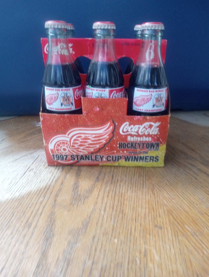 1997 Stanley Cup Champion Detroit Red Wings Coke Bottles