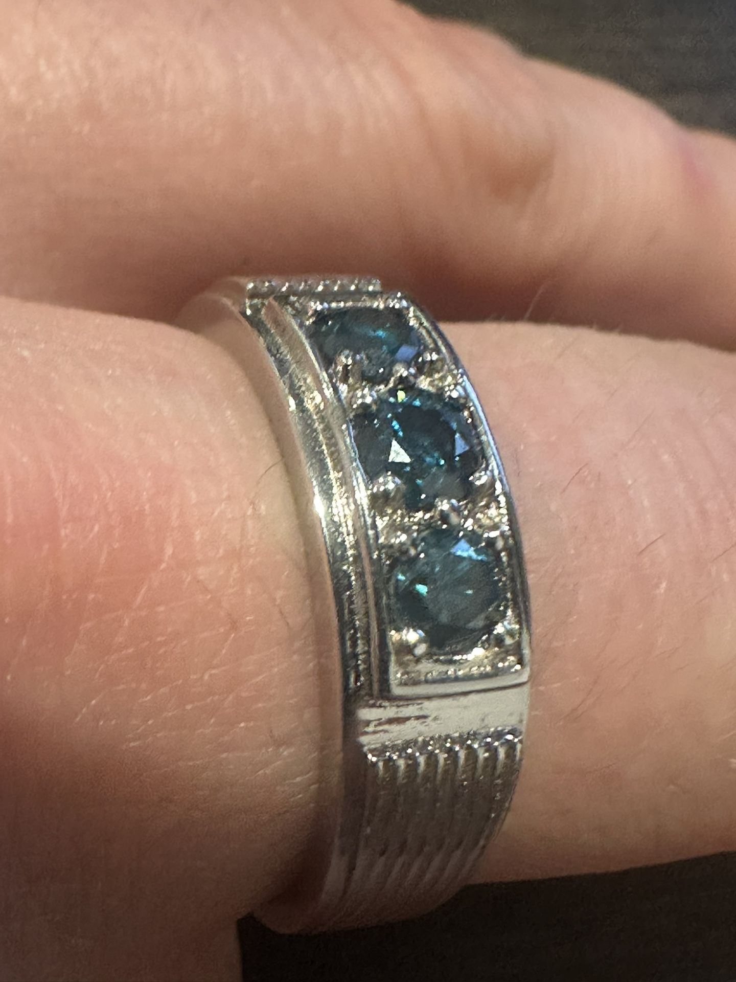 Men’s Blue Diamond & 925 Silver Ring