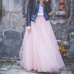 Lace Tulle Flirty Skirt  Waist 24 inches and stretches up to 32 inches  Length from waist to bottom 40 inches 