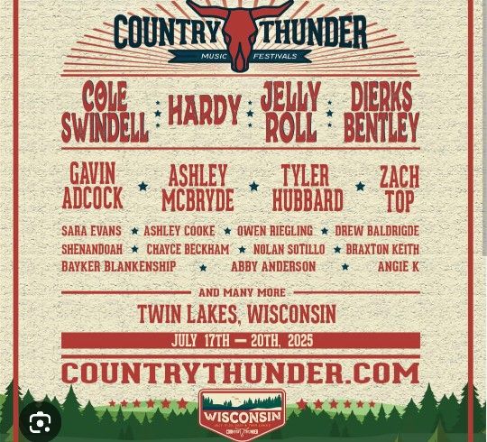 Wisconsin 4 Day Ga Country Thunder Tickets