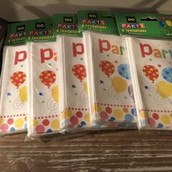 Party Invitations, Five Packs New