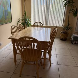 Solid Wood Dining Table Set – Seats 6