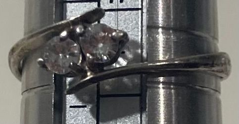 Vintage Sterling Silver Ring, 2 Sparkly Stones Design, Size 7, Nice Design, Quality, Jewelry, Accessory, Stamped 925, Clothing, 1172, Engagement Ring,