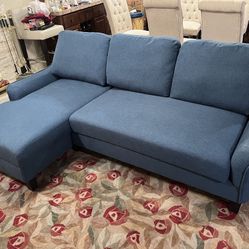 Blue Modern Jarreau 84” Sectional Sofa with Bed Extension by Ashley HomeStores